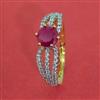 American Diamond Adjustable Ring with 2 Tone Plating