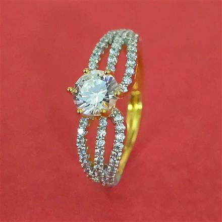 American Diamond Adjustable Ring with 2 Tone Plating