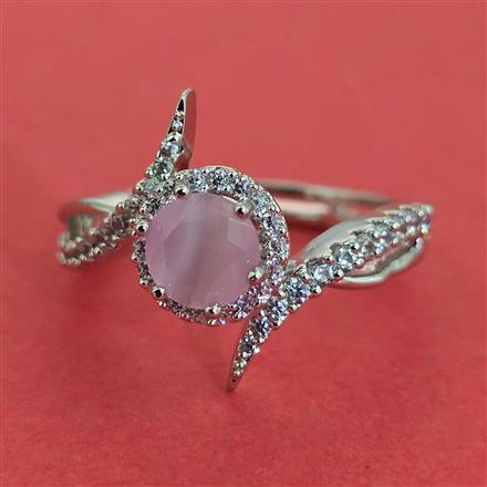 American Diamond Adjustable Ring with Rhodium Plating