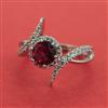American Diamond Adjustable Ring with Rhodium Plating