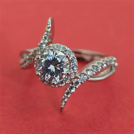 American Diamond Adjustable Ring with Rhodium Plating