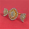 American Diamond Adjustable Ring with Rhodium Plating 2 Tone Plating Mehndi Plating