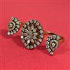 American Diamond Adjustable Ring with Rhodium Plating 2 Tone Plating Mehndi Plating