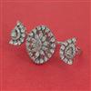 American Diamond Adjustable Ring with Rhodium Plating 2 Tone Plating Mehndi Plating