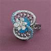 American Diamond Adjustable Ring with Black Plating