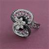 American Diamond Adjustable Ring with Black Plating