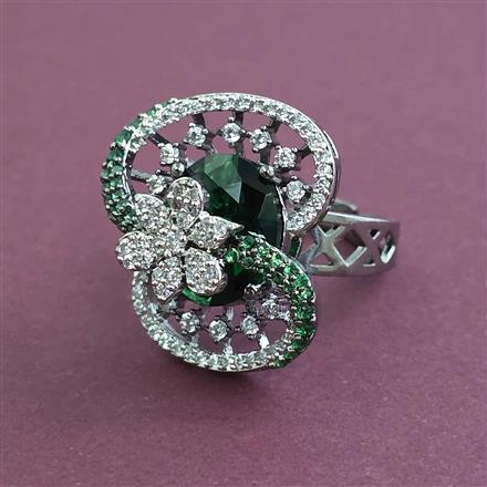 American Diamond Adjustable Ring with Black Plating