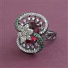 American Diamond Adjustable Ring with Black Plating