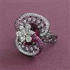 American Diamond Adjustable Ring with Black Plating
