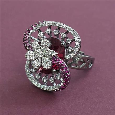 American Diamond Adjustable Ring with Black Plating
