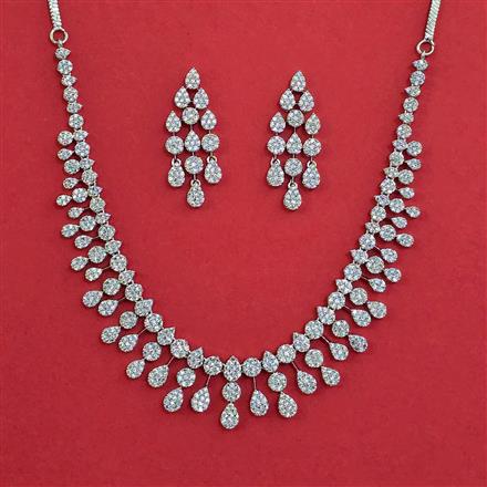 American Diamond Classic Necklace with Rhodium Plating 2 Tone Plating