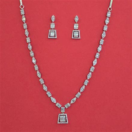 American Diamond Delicate Necklace with Rhodium Plating 2 Tone Plating Carat Plating