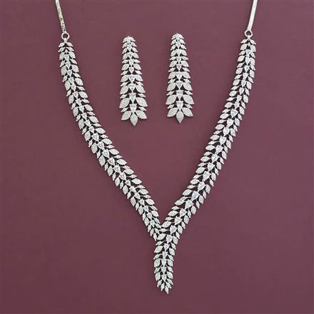 American Diamond Classic Necklace with Rhodium Plating
