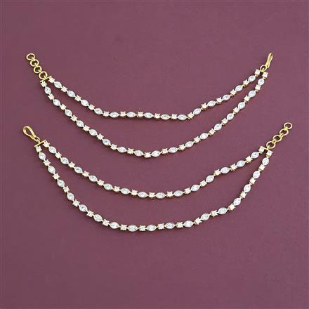 American Diamond Classic Ear Chain with Rhodium Plating 2 Tone Plating