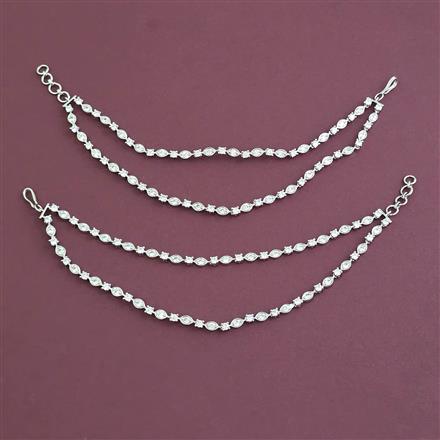 American Diamond Classic Ear Chain with Rhodium Plating 2 Tone Plating