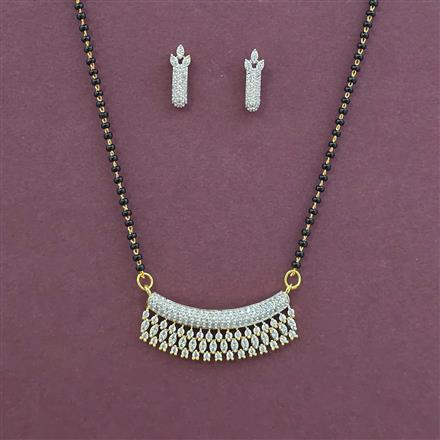 American Diamond Classic Mangalsutra with Rhodium Plating 2 Tone Plating