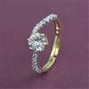 American Diamond Adjustable Ring with Rhodium Plating 2 Tone Plating Mehndi Plating