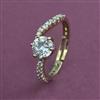 American Diamond Adjustable Ring with Rhodium Plating 2 Tone Plating Mehndi Plating