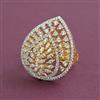 American Diamond Adjustable Ring with Rhodium Plating 2 Tone Plating Mehndi Plating
