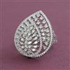 American Diamond Adjustable Ring with Rhodium Plating 2 Tone Plating Mehndi Plating