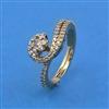 American Diamond Adjustable Ring with Rhodium Plating 2 Tone Plating Mehndi Plating
