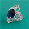 American Diamond Adjustable Ring with Rhodium Plating