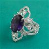 American Diamond Adjustable Ring with Rhodium Plating