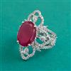 American Diamond Adjustable Ring with Rhodium Plating