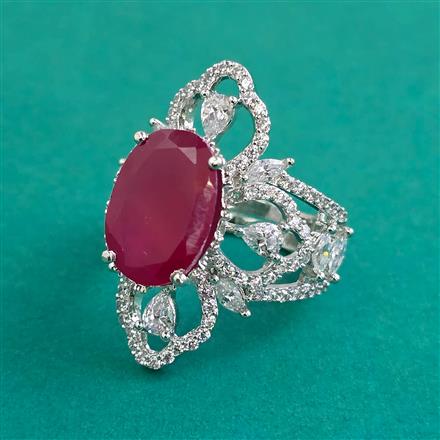 American Diamond Adjustable Ring with Rhodium Plating