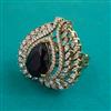 American Diamond Adjustable Ring with Mehndi Plating