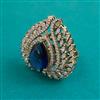 American Diamond Adjustable Ring with Mehndi Plating