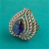 American Diamond Adjustable Ring with Mehndi Plating