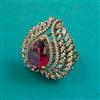 American Diamond Adjustable Ring with Mehndi Plating