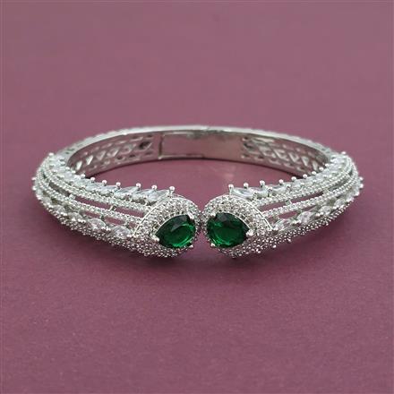 American Diamond Openable kada with Rhodium Plating