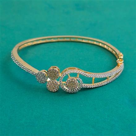 American Diamond Openable kada with Rhodium Plating 2 Tone Plating Mehndi Plating