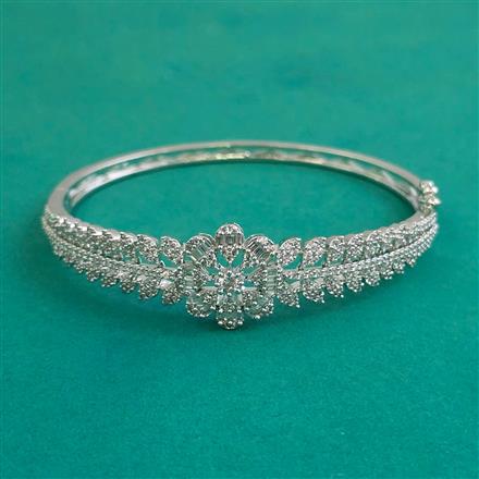 American Diamond Openable kada with Rhodium Plating 2 Tone Plating Mehndi Plating