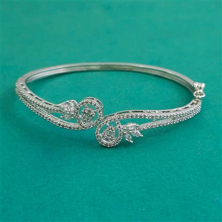 American Diamond Openable kada with Rhodium Plating 2 Tone Plating Mehndi Plating