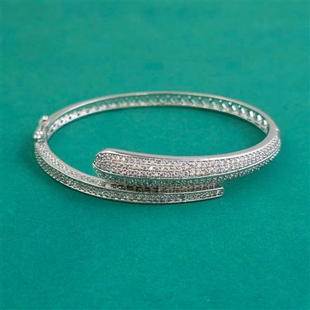 American Diamond Openable kada with Rhodium Plating 2 Tone Plating Mehndi Plating
