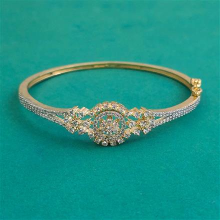American Diamond Openable kada with Rhodium Plating 2 Tone Plating Mehndi Plating
