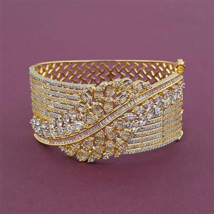 American Diamond Broad Kada with 2 Tone Plating