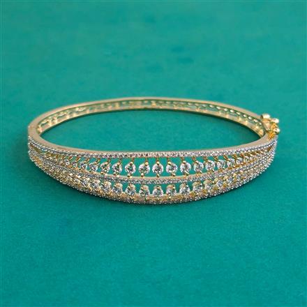 American Diamond Openable kada with Rhodium Plating 2 Tone Plating Mehndi Plating