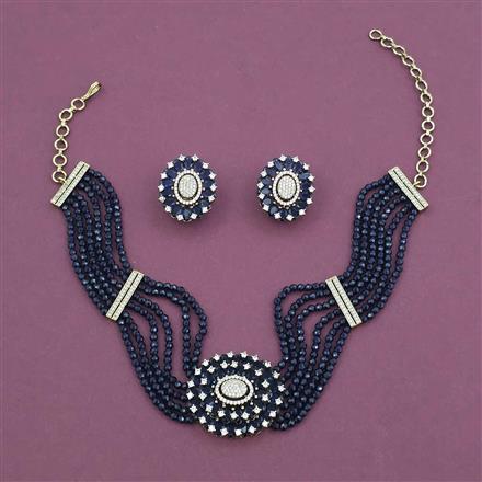 American Diamond Choker Necklace with Mehndi Plating