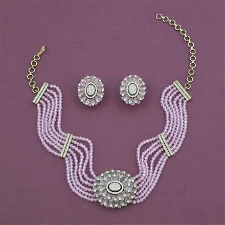 American Diamond Choker Necklace with Mehndi Plating