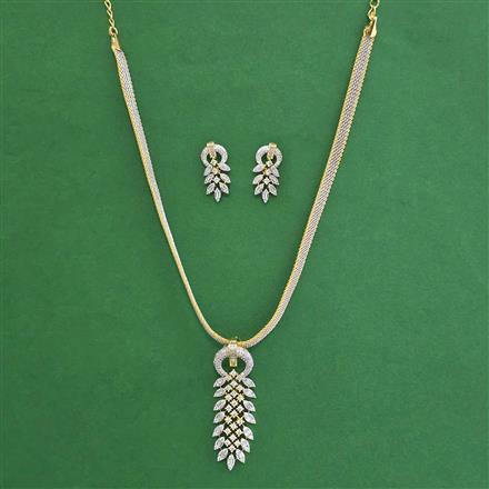 American Diamond Classic Pendant Set with Rhodium Plating 2 Tone Plating