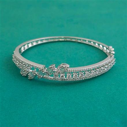 American Diamond Openable kada with Rhodium Plating 2 Tone Plating Carat Plating