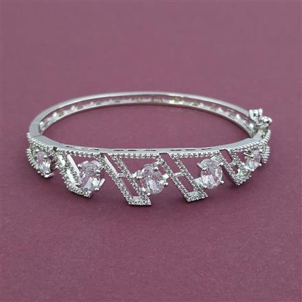 American Diamond Openable kada with Rhodium Plating