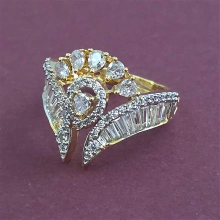 American Diamond Adjustable Ring with Rhodium Plating 2 Tone Plating Carat Plating