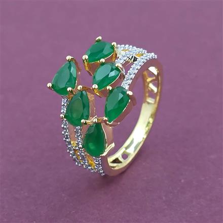 American Diamond Adjustable Ring with 2 Tone Plating