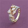 American Diamond Adjustable Ring with 2 Tone Plating