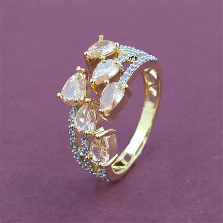 American Diamond Adjustable Ring with 2 Tone Plating